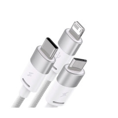 Интерфейсный кабель Baseus StarSpeed 1-for-3 USB to M+L+C 3.5A 1.2m White (CAXS000002)