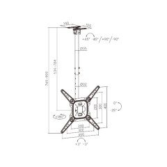 Кронштейн потолочный XG CFM-2355 для ТВ и мониторов, 23"-55"