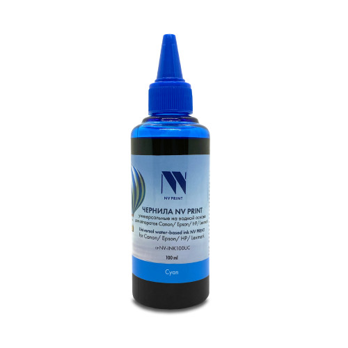 Чернила NV PRINT универсальные на водной основе для Сanon, Epson, НР, Lexmark (100 ml) Cyan совместимые код NV-INK100UC