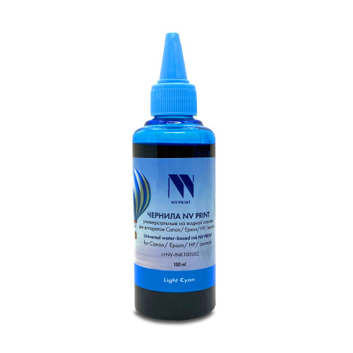 Чернила NV PRINT универсальные на водной основе для Сanon, Epson, НР, Lexmark (100 ml) Light Cyan совместимые код NV-INK100ULC